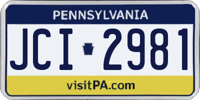 PA license plate JCI2981