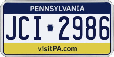 PA license plate JCI2986