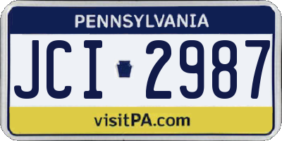 PA license plate JCI2987