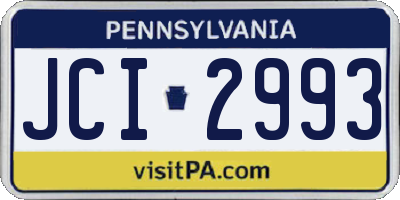 PA license plate JCI2993