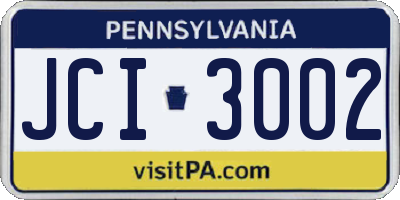 PA license plate JCI3002