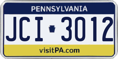 PA license plate JCI3012