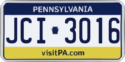 PA license plate JCI3016