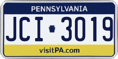 PA license plate JCI3019