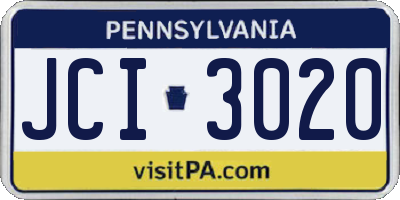 PA license plate JCI3020
