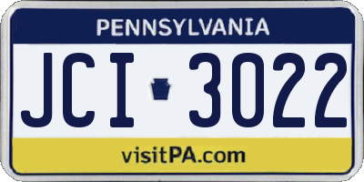 PA license plate JCI3022