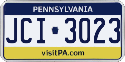 PA license plate JCI3023
