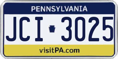 PA license plate JCI3025