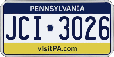 PA license plate JCI3026