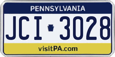 PA license plate JCI3028