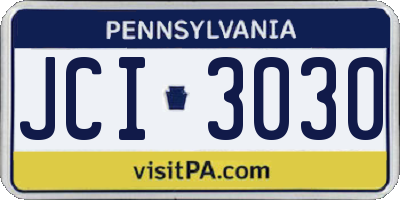 PA license plate JCI3030