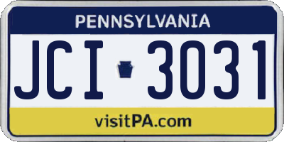 PA license plate JCI3031