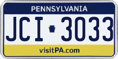 PA license plate JCI3033
