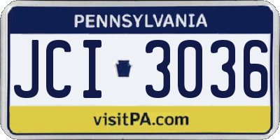 PA license plate JCI3036