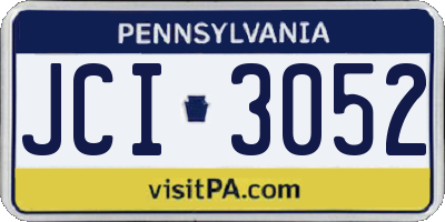 PA license plate JCI3052