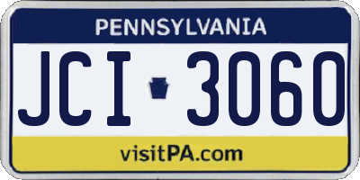 PA license plate JCI3060