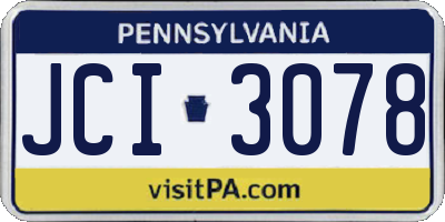 PA license plate JCI3078