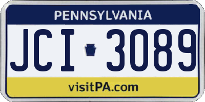 PA license plate JCI3089
