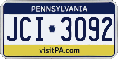 PA license plate JCI3092