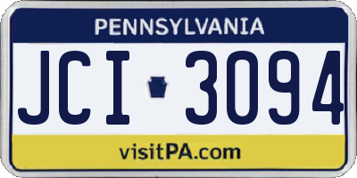 PA license plate JCI3094
