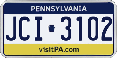 PA license plate JCI3102