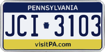 PA license plate JCI3103