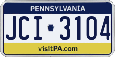 PA license plate JCI3104