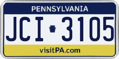PA license plate JCI3105