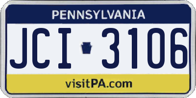 PA license plate JCI3106