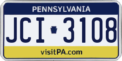 PA license plate JCI3108