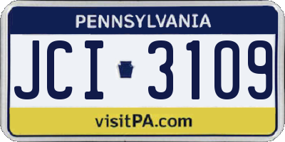 PA license plate JCI3109