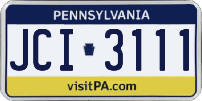 PA license plate JCI3111