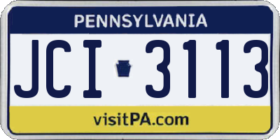 PA license plate JCI3113