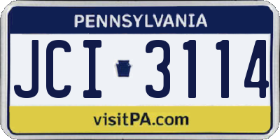 PA license plate JCI3114