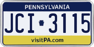 PA license plate JCI3115