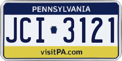 PA license plate JCI3121