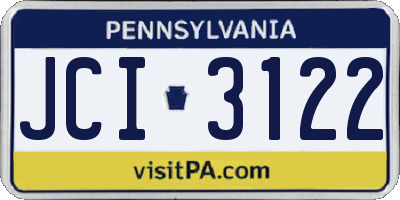 PA license plate JCI3122