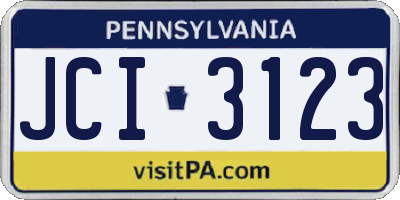 PA license plate JCI3123