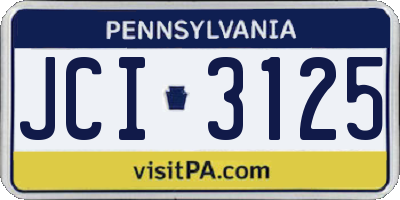 PA license plate JCI3125