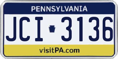 PA license plate JCI3136