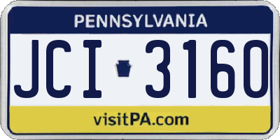 PA license plate JCI3160