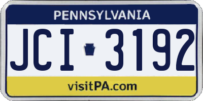 PA license plate JCI3192