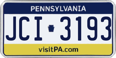 PA license plate JCI3193