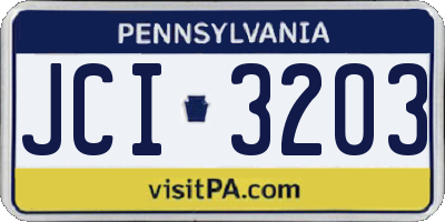 PA license plate JCI3203