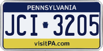 PA license plate JCI3205