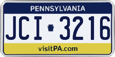 PA license plate JCI3216