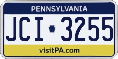 PA license plate JCI3255