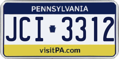 PA license plate JCI3312