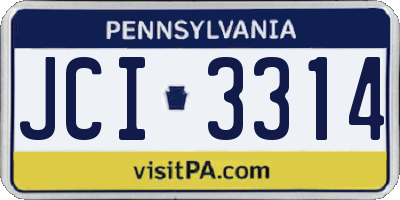 PA license plate JCI3314