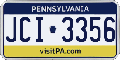 PA license plate JCI3356